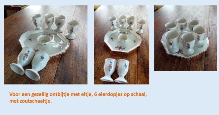 Eierdopjes servies, Huis en Inrichting, Keuken | Servies, Gebruikt, Kop(pen) en/of Schotel(s), Overige stijlen, Porselein, Ophalen of Verzenden