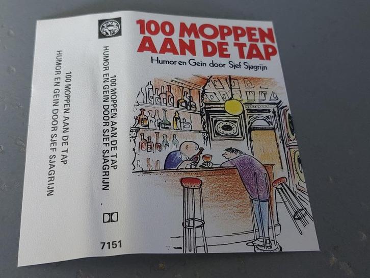 SJEF SJAGRIJN - 100 MOPPEN AAN DE TAP (CASSETTEBANDJE), Cd's en Dvd's, Cassettebandjes, Zo goed als nieuw, Origineel, Humor en Cabaret