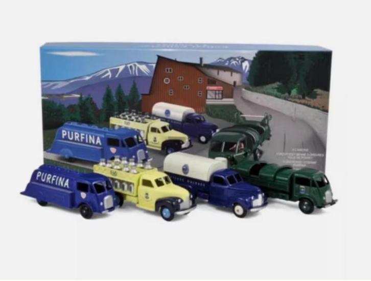 Coffret 4 vrachtwagens Ford Poissy 2x Studebaker 2 x 1/43, Hobby en Vrije tijd, Modelauto's | 1:43, Nieuw, Bus of Vrachtwagen