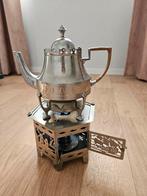 Tinnen theepot met warmhouder, Ophalen of Verzenden
