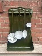 Lepelrek donkergroen emaille met gouden bies / accenten, Ophalen of Verzenden