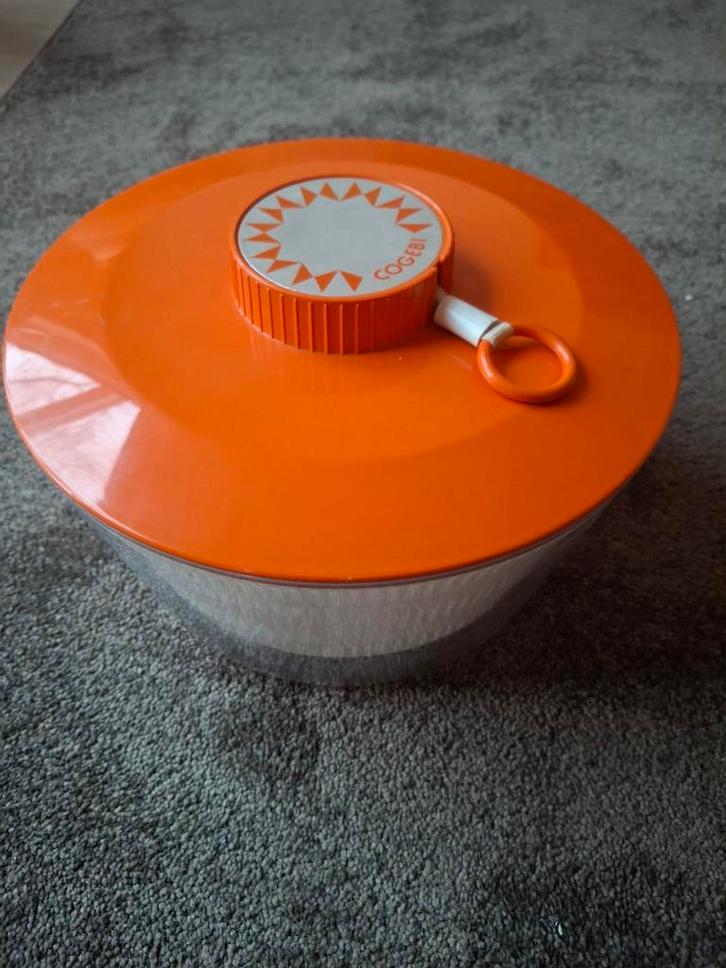 Cogebi oranje Sla Centrifuge - Vintage, Huis en Inrichting, Keuken | Keukenbenodigdheden, Gebruikt, Ophalen of Verzenden