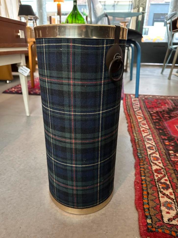 Vintage design, brocante, antieke paraplubak Schotse ruit, Huis en Inrichting, Woonaccessoires | Paraplubakken, Gebruikt, Metaal