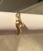 14K Gouden Ring met Gele Saffier, Ophalen of Verzenden, Zo goed als nieuw, 17 tot 18, Met edelsteen