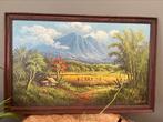 Prachtig schilderij rijstveld Indonesie - Ruhiat, Antiek en Kunst, Kunst | Schilderijen | Klassiek, Ophalen of Verzenden