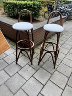 2 Barkrukken bamboe, Huis en Inrichting, Barkrukken, Ophalen, 60 tot 90 cm, Zo goed als nieuw, Riet