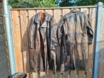Vintage leren motor jas / trenchcoat - Heren/Dames beschikbaar voor biedingen