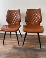 4 leren eetkamerstoelen bruin cognac kleur eetkamerstoel, Huis en Inrichting, Bruin, Leer, Ophalen of Verzenden, Zo goed als nieuw