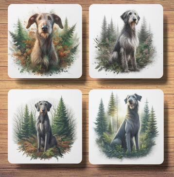Deerhound Bos onderzetters met houder beschikbaar voor biedingen