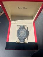 Cartier Santos Iced Out Moissanite Diamant, Overige merken, Overige materialen, Polshorloge, Ophalen of Verzenden
