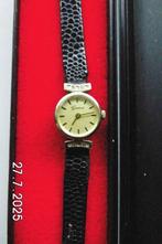 gouden dames horloge 17 m/m quarts met leren band, Overige merken, Polshorloge, Ophalen of Verzenden, Goud