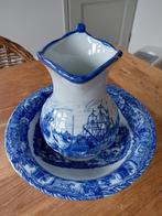 lampetset kan en schaal blauw/wit schepen, Antiek en Kunst, Ophalen of Verzenden