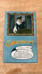 Oude ansichtkaart Groeten uit Vlaardingen fantasie 1921, Gelopen, Zuid-Holland, Ophalen of Verzenden, 1920 tot 1940
