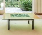 Salontafel peren / glas - retro 115 x115 cm met lade, Ophalen, 100 tot 150 cm, 50 tot 75 cm, Modern / strak / warm