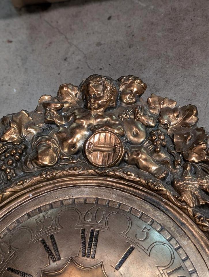 Oude messing wandklok €35., Antiek en Kunst, Antiek | Klokken, Ophalen