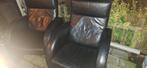 2 Zwarte Lederen Fauteuils., Huis en Inrichting, Fauteuils, Ophalen of Verzenden, Gebruikt, 75 tot 100 cm, 50 tot 75 cm
