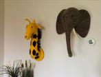 Dierenkoppen Giraf & Olifant - Vilt Wanddecoratie, Kinderen en Baby's, Kinderkamer | Inrichting en Decoratie, Ophalen, Zo goed als nieuw