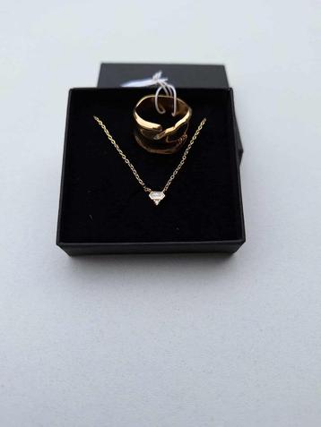 Zgan - Vergulde vrouwen sieraden, Ketting en ring verguld,  beschikbaar voor biedingen