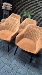 4 velours eetkamerstoelen, Ophalen, Gebruikt, Overige kleuren, Vier