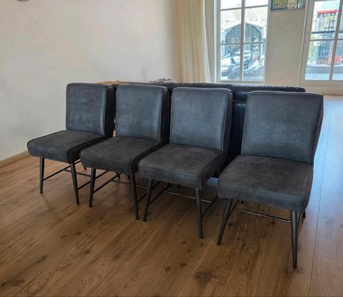 4 eetkamerstoelen eetkamer stoelen stoel grijs antraciet, Huis en Inrichting, Stoelen, Vier, Stof, Grijs, Ophalen