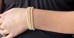 Parel 3-strengs armband fraai diamanten 18k slot goud dames, Sieraden, Tassen en Uiterlijk, Antieke sieraden, Ophalen of Verzenden
