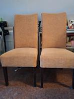 Set van 2 bruine stoffen stoelen, Ophalen, Hout, Gebruikt, Twee