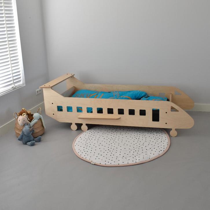 Vliegtuig bed (Berken Multiplex), Kinderen en Baby's, Kinderkamer | Bedden, Nieuw, 180 cm of meer, 85 tot 100 cm, Lattenbodem