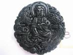 Prachtige Chinese jade Amulet hanger.GUAN YIN 816#, Ophalen of Verzenden, Zo goed als nieuw, Groen, Steen of Mineraal