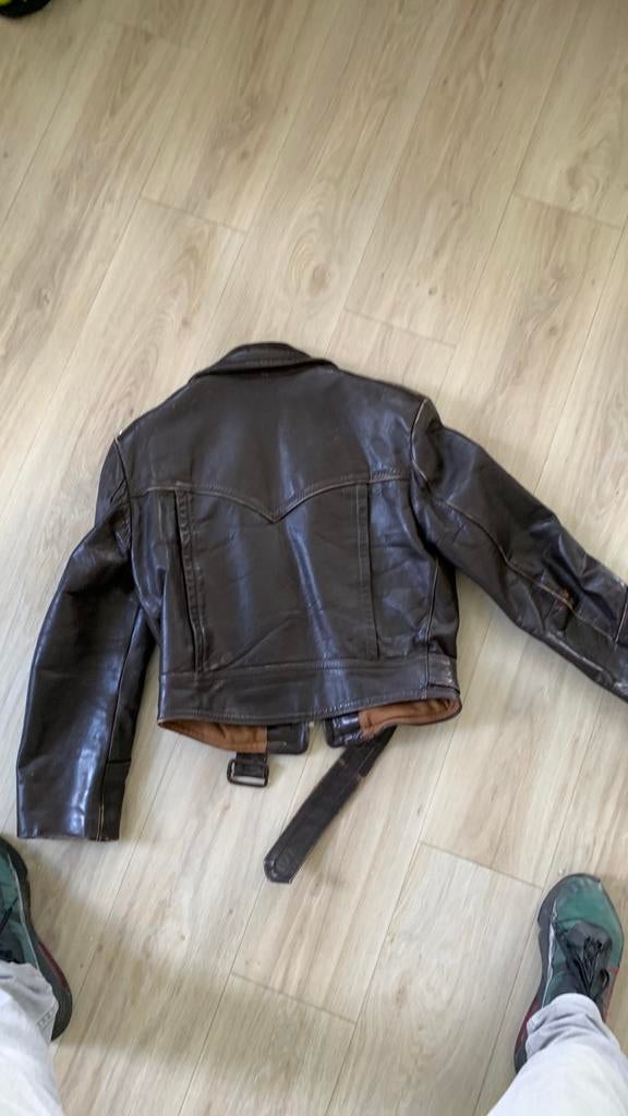 Oud motorjack uit 1950 (leer), Ophalen, Tweedehands, Heren, Jas | leer