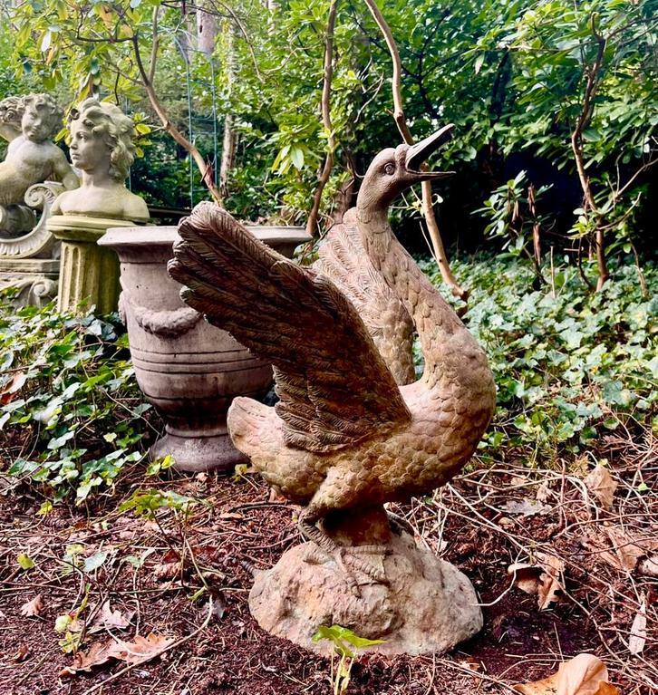 * BRONZEN Zwaan Haas Uil Meisje brons tuinbeeld dame paard, Antiek en Kunst, Kunst | Beelden en Houtsnijwerken, Ophalen