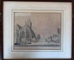 Ets C. Pronk, Vlaardingen, Kerk Stadhuis en Markt ingelijst, Antiek en Kunst, Kunst | Etsen en Gravures, Ophalen