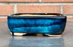 Bonsai schaal blauw tinten geglazuurd gemerkt 12,8x9,4x4,2, Tuin en Terras, Bloempotten, Gebruikt, Ophalen of Verzenden, Aardewerk