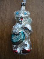 Mooie oude glazen kerstbal beer met een banjo c.q. gitaar, Ophalen of Verzenden, Gebruikt