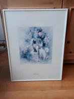 Wanddecoratie Schilderij kat en hond met witte lijst, Ophalen, 50 tot 75 cm, Zo goed als nieuw, Minder dan 50 cm