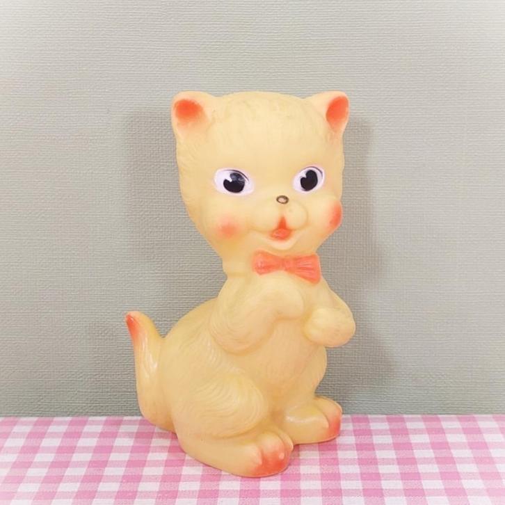 Vintage piepfiguur Ledra Italy olifant merk - kat poes geel, Verzamelen, Poppetjes en Figuurtjes, Gebruikt, Ophalen of Verzenden