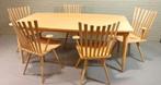 Vintage Deens design eettafel met 5 'Mikado' stoelen, Kvist, 4 tot 6 stoelen, Gebruikt, Ophalen