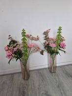 2 roze vazen met kunstbloemen, Huis en Inrichting, Ophalen, Zo goed als nieuw