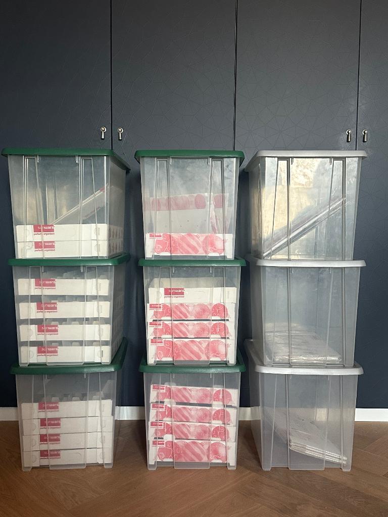 Kerst opbergbox 45L met trays - Sunware Nesta, Diversen, Kerst, Gebruikt, Ophalen