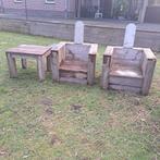 Tuinstoelen met tafeltje - Steigerhout, Gebruikt, Bijzettafel, Steigerhout, Tuinset