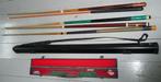 5 x biljart snooker pool keu + 2 koffers zie foto’s., Ophalen of Verzenden, Gebruikt, Keu of Ballen
