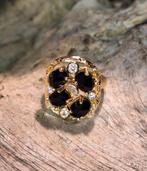 Vergulde elegante ring, Met edelsteen, Zwart, Nieuw, Ophalen of Verzenden