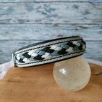 Vetleder halsband zwart/wit 42-47cm, ByDaisS, Nieuw, Ophalen of Verzenden, Handgemaakt