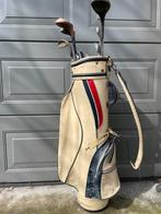 Golftas leder Izino vintage met 8 clubs, Gebruikt, Ophalen of Verzenden