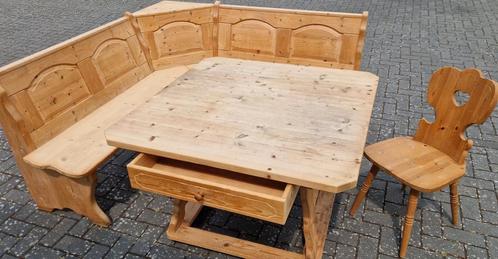 Rustikal Ambachtelijk Zwitserse Oostenrijkse eethoek zithoek, Huis en Inrichting, Banken | Complete zithoeken, Gebruikt, Hout