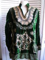 oosters geborduurd fluwelen tuniek-blouse maat L nr HH 228, Kleding | Dames, Verzenden, Zo goed als nieuw, Maat 42/44 (L), Groen