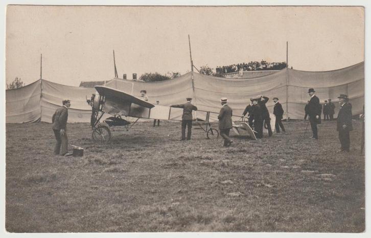 Zwolle - Vliegdemonstratie 1910 * fotokaart vliegtuig, Verzamelen, Ansichtkaarten | Nederland, Ongelopen, Overijssel, Voor 1920