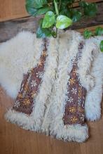 Vintage 70s Afghaanse lammy schapenvacht waistcoat bodywarme, Beige, Niet ingevuld, Ophalen of Verzenden, Zo goed als nieuw