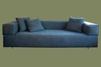 Blauw stoffen bank, Ophalen, 250 tot 300 cm, Metaal, Driepersoons