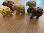Uit marmer gesneden olifanten met baby olifant, Ophalen of Verzenden