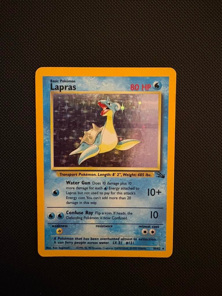 Lapras holo 10/62 pokemon fossil set, Ophalen of Verzenden, Zo goed als nieuw